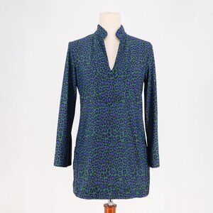 JUDE CONNALLY Chris Tunic Top Leopard Print Jude Cloth Purple/Green Size S